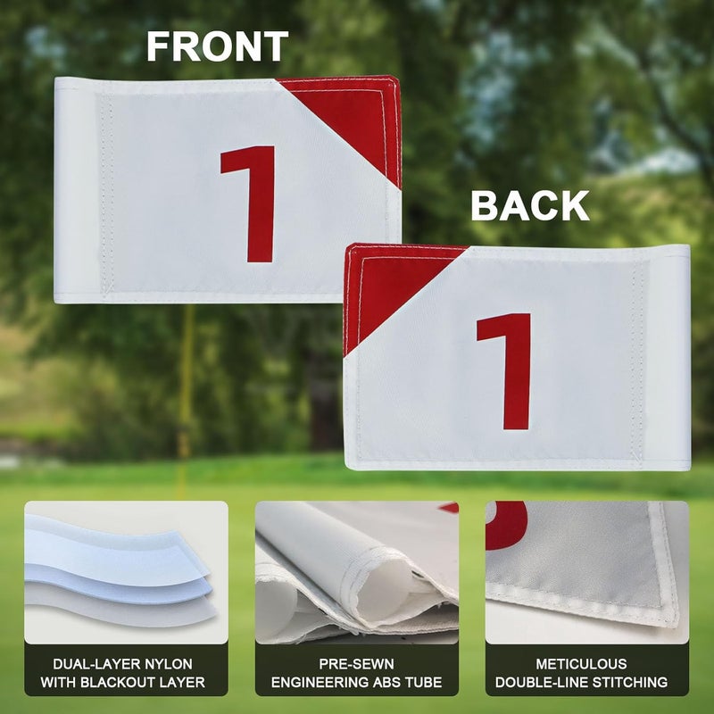 Crestgolf 4 PCS Mini Golf Flags for Yard, All 8x6 Inch, Upgraded Dual-Layer 420D Nylon, Double Sided Printing, Numbered 1-4 Golf Pin Flags for Practice Putting Green with Tube Inserted - Image 4